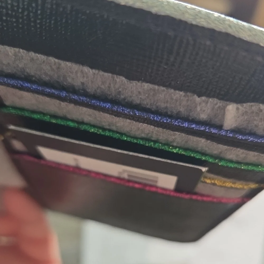 kate spade Black & Multi-color Glitter Leather Logo Passport Wallet - Picture 5 of 7